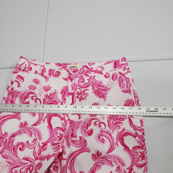 L'Agence Pants Womens 8 Pink White Baroque Print Cropped Trouser Dressy - Picture 7 of 9
